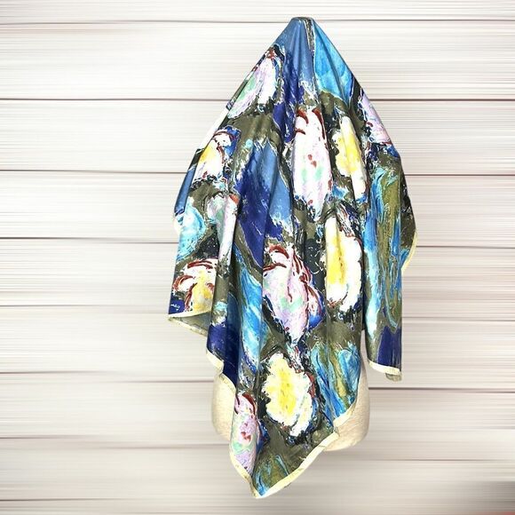Water Lilies by MONET Silk Square Scarf Hand Rolled - Picture 8 of 11